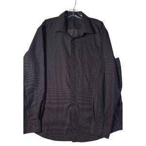 Perry Ellis Mens Non-Iron Black Patterned Dress Shirt XXL